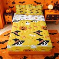 thumbnail image 1 of Homewish Cheerful Halloween Style Zipper Queen Comforter Set with Fitted Sheet and 2 Pillowcases,Witch Hat Skull Pumpkin Candy Spider Pattern Zipper Bedding Set,Halloween Reversible,4 Pieces, 1 of 7