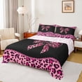 thumbnail image 1 of Homewish Cheetah Print Bowknot King Sheet Set, Fashion Black Pink Girls Bedding, 4pcs, 1 of 7