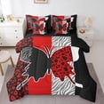 thumbnail image 1 of Homewish Cheetah Leopard Print Bedding Comforter Set 7-Piece for Girl, Black Red Butterfly Animal King Bedding Sets, Stripes Abstract Reversible Bed Sheets, Super Cozy Room Decor, 1 of 7