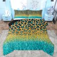 thumbnail image 1 of Homewish Cheetah Leopard Print Bedding Comforter Set for Adult, Gold Cyan Twin Comforter Sets, Glitter Sequin Print Reversible Bedding Set, Lightweight Room Decor, 2-Piece, 1 of 9