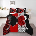 thumbnail image 1 of Homewish Cheetah Leopard Print Bedding Comforter Set for Girl, Black Red Butterfly Animal Twin Comforter Sets, Stripes Abstract Reversible Bedding Set, Super Cozy Room Decor, 2-Piece, 1 of 8