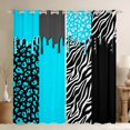 thumbnail image 1 of Homewish Cheetah Leopard Print Curtains Pack of 2 (42x84 Each) for Girl, Black Cyan Zebra Animal Curtains Blackout, Stripes Abstract Bedroom Curtains, Living Room Curtains Decor, 1 of 6