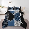 thumbnail image 1 of Homewish Cheetah Leopard Print Full Size Comforter Sets for Girl, Black Blue Butterfly Animal Bedding Comforter Set, Stripes Abstract Reversible Bedding Sets, Super Cozy Room Decor, 3-Piece, 1 of 8