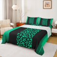 thumbnail image 1 of Homewish Cheetah Leopard Print Queen Sheet Sets, Chic Cartoon Polkadot Flat Sheet, Black Green Stripes Ombre Queen Fitted Sheet, Breathable Home Decor, 4-Piece, 1 of 7