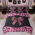 thumbnail image 1 of Homewish Cheetah Leopard Print Twin Bedding Sets 7-Piece, Chic Black Pink Ribbon Bedding Comforter Set, Fashion Princess Style Reversible Sheet Sets, Super Cozy Room Decor, 1 of 8