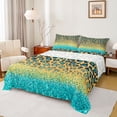 thumbnail image 1 of Homewish Cheetah Leopard Print Twin Sheet Sets for Adult, Gold Cyan Twin Fitted Sheet, Glitter Sequin Print Flat Sheet, Lightweight Room Decor, 3-Piece, 1 of 8