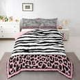 thumbnail image 1 of Homewish Cheetah Zebra Print Pink White Black Twin Comforter Set, Reversible Luxury Girls Bedding, 2-Piece, 1 of 8