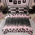 thumbnail image 1 of Homewish Cheetah Print Girl 7-Piece Twin Bedding Sets,Black Pink Bedding Comforter Set,Bling Glitter Breathable Sheet Sets,Microfiber Bedroom Decor,Reversible, 1 of 8