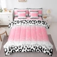 thumbnail image 1 of Homewish Cheetah Print Girl 7 Pieces Bedding Comforter Set,Black Pink Grey Full Bedding Set Lightweight,Bling Glitter Fitted Sheet Flat Sheet,Microfiber Bedroom Decor,Reversible, 1 of 8