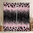 thumbnail image 1 of Homewish Cheetah Print Girl Black Out Curtains,Black Pink Curtains Pack of 2 (42x63 Each),Bling Glitter Bedroom Curtains,Microfiber Bedroom Decor, 1 of 6