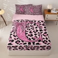 thumbnail image 1 of Homewish Cheetah Print Kid Zipper Full Size Comforter Sets with Fitted Sheet and 2 Pillowcases, Sequin Print E Letter Zipper Bedding Set, Pink Reversible, 4pcs, 1 of 6