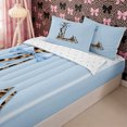 thumbnail image 1 of Homewish Cheetah Print Letter Monogrammed L Zipper Twin Comforter Sets with Fitted Sheet and 2 Pillowcases for Teens,Girls Blue Bow Knot Zipper Bedding Set,4-Piece, 1 of 6