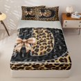 thumbnail image 1 of Homewish Cheetah Print Monogrammed Zipper Full Size Comforter Sets with Fitted Sheet and 2 Pillowcases, Initial D Letter Zipper Bedding Set, Gray Reversible, 4-Piece, 1 of 6