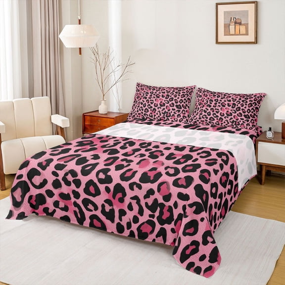 Homewish Cheetah Print Twin Sheet Sets 3pcs for Female Men Adults,Jungle Animal Leopard Twin Fitted Sheet Microfiber,Woodland Wildlife Breathable Flat Sheet,Ultra Soft Home Decor