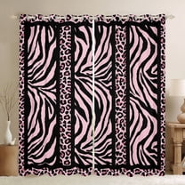 Homewish Cheetah Zebra Print Black Out Curtains for Boys Girls,Animal Print Curtains Pack of 2 (42x63 Each),Geometric Stripes Lines Bedroom Curtains,Super Cozy Room Decor