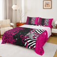 thumbnail image 1 of Homewish Cheetah Zebra Print Twin Sheet Sets for Adult, Dreamy Stars Galaxy Twin Fitted Sheet, Hot Pink Modern Bowknot Flat Sheet, Luxury Bedroom Decor, 3pcs, 1 of 7
