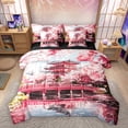 thumbnail image 1 of Homewish Cherry Blossom 7 Pieces Bedding Comforter Set,Japanese Theme Full Bedding Set,Retro Rustic Bridge Fitted Sheet Flat Sheet For Girls Kids,Breathable Home Decor Reversible, 1 of 8