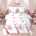thumbnail image 1 of Homewish Cherry Blossom 7pcs Bedding Comforter Set,Country Peach Floral Queen Bedding Sets,Pink White Queen Sheet Sets For Girl Kids,Luxury Bedroom Decor Reversible, 1 of 8