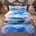 thumbnail image 1 of Homewish Cherry Blossom Queen Comforter Set,Japanese Fuji Mountain Bedding Sets,Pink Sakura Bedding Comforter Set For Men Women,Ultra Soft Home Decor Reversible,3 Pieces, 1 of 8
