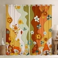 thumbnail image 1 of Homewish Cherry Blossoms Kids Curtains Pack of 2 (42x84 Each), Farmhouse Mushroom Plant Curtains Blackout, Retro Stripes Abstract Ombre Bedroom Curtains, Blackout Curtains Decor, 1 of 6