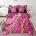 thumbnail image 1 of Homewish Chic Abstarct Ombre Bedding Comforter Set 7pcs, Pink Fashion Marble Queen Bedding Sets, Teens Kids Adult Men Women Reversible Queen Sheet Sets, Microfiber Bedroom Decor, 1 of 7