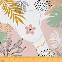 Homewish Chic Abstract Adult Fabric by the Yard 1 Yard, White Pink Minimalst Minimalism Room Decor Fabric by the Yard, Retro Mid Century Sewing Fabric, Luxury Bedroom Decor