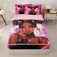 thumbnail image 1 of Homewish Chic Black Girls Zipper Twin Comforter Sets with Fitted Sheet and 2 Pillowcases,Cute 3D Pink Loves Glitter Print Zipper Bedding Set For Kids,Pink Reversible,4-Piece, 1 of 7