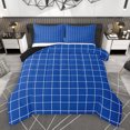 thumbnail image 1 of Homewish Chic Blue Buffalo Full Size Comforter Sets for Adult, Square Checkered Plaid Bedding Comforter Set, Modern Abstract Reversible Bedding Sets, Microfiber Bedroom Decor, 3pcs, 1 of 8