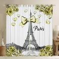 thumbnail image 1 of Homewish Chic Bowtie Rose Blackout Curtains Set of 2 (52x84 Each),Paris Eiffel Tower Window Curtains,Yellow White Curtains and Drapes For Kids,Luxury Bedroom Decor, 1 of 6