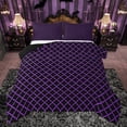 thumbnail image 1 of Homewish Chic Buffalo Plaid Full Size Comforter Sets for Adult, Purple Stripes Ombre Bedding Comforter Set, Ribbon Bowknot Reversible Bedding Sets, Breathable Home Decor, 3pcs, 1 of 8