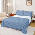 thumbnail image 1 of Homewish Chic Buffalo Twin Sheet Sets for Adult, Square Checkered Plaid Twin Fitted Sheet, Modern Blue Abstract Flat Sheet, Super Cozy Room Decor, 3pcs, 1 of 7