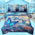 thumbnail image 1 of Homewish Chic Butterflies 7-Piece Bedding Comforter Set,Ocean Sea Beach King Bedding Sets,Dreamy Blue Bed Sheets For Teens,Ultra Soft Home Decor Reversible, 1 of 8