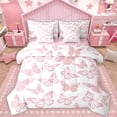 thumbnail image 1 of Homewish Chic Butterflies 7-Piece Twin Bedding Sets,Cartoon Animal Bedding Comforter Set,White Pink Sheet Sets For Girls Kids,Microfiber Bedroom Decor Reversible, 1 of 8
