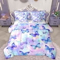 thumbnail image 1 of Homewish Chic Butterflies 7-Piece Twin Bedding Sets,Watercolor Splashing Ink Bedding Comforter Set,Purple Pink Ombre Sheet Sets For Girls Kids,Microfiber Bedroom Decor Reversible, 1 of 8