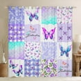 thumbnail image 1 of Homewish Chic Butterflies Black Out Curtains,Patchwork Geometric Checkered Curtains Pack of 2 (42x63 Each),White Purple Bedroom Curtains For Girls Kids,Microfiber Bedroom Decor, 1 of 6