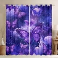 thumbnail image 1 of Homewish Chic Butterfly Black Out Curtains,Galaxy Starry Sky Curtains Pack of 2 (42x63 Each),Dreamy Purple Bedroom Curtains For Girls,Microfiber Bedroom Decor, 1 of 6