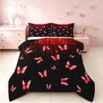 thumbnail image 1 of Homewish Chic Butterfly Queen Comforter Set for Girls, Black Red Comforter Sets Queen, Black Reversible, 3 Pieces 1 Comforter and 2 Pillowcases, 1 of 6