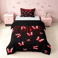 thumbnail image 1 of Homewish Chic Butterfly Twin Duvet Cover for Girls, Black Red Twin Bedding, Black Reversible, 2 Piece 1 Duvet Cover and 1 Pillowcase, 1 of 5