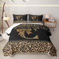 thumbnail image 1 of Homewish Chic Cheetah Print Twin Quilt Set, Personalized Initial C Twin Coverlet Set, Black Brown, 1 of 7