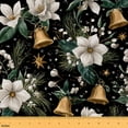 thumbnail image 1 of Homewish Chic Christmas Flower Fabric by the Yard 1 Yard,Xmas Bell Home Decor Fabric by the Yard,Gold White Green Sewing Fabric For Men Women,Super Cozy Room Decor, 1 of 6