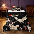 thumbnail image 1 of Homewish Chic Crane Twin Comforter Sets, Japanese Cherry Blossoms Bedding Set, Black Beige Red, Black Reversible 2 Piece, 1 Comforter and 1 Pillowcase, 1 of 6