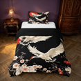 thumbnail image 1 of Homewish Chic Crane Twin Duvet Cover, Japanese Cherry Blossoms Twin Bedding, Black Beige Red, Black Reversible 2-Piece, 1 Duvet Cover and 1 Pillowcase, 1 of 5