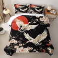 thumbnail image 1 of Homewish Chic Crane Twin Quilt Set, Japanese Cherry Blossoms Twin Coverlet Set, Black Beige Red, 2pcs 1 Bedspread and 1 Pillowcase, 1 of 6