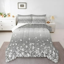 Homewish Chic Diamond Bedding Comforter Set,Glitter Print Twin Comforter Sets,Gray Silver Bedding Set For Girls Kids,Super Cozy Room Decor,2pcs