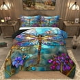 thumbnail image 1 of Homewish Chic Dragonfly Full Size Comforter Sets,Colorful Glass Bedding Comforter Set,Modern Aesthetis Desgin Bedding Sets For Girls Kids,Super Cozy Room Decor Reversible,3-Piece, 1 of 8
