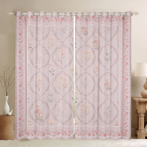Homewish Chic Floral Flowers Black Out Curtains for Boys Girls,Dreamy Princess Curtains Pack of 2 (42x63 Each),Vintage Aesthetic Bedroom Curtains,Luxury Bedroom Decor