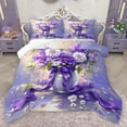 thumbnail image 1 of Homewish Chic Flower Bedding Comforter Set,Purple Bowtie Ribbon Twin Comforter Sets,Cartoon Daisy Floral Bedding Set For Girls Kids,Breathable Home Decor Reversible,2-Piece, 1 of 8