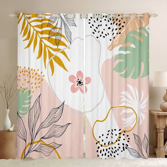 Homewish Chic Flowers Black Out Curtains For Teens Boys Girls,Botanical Plants Curtains Pack of 2 (42x63 Each),Vintage Aesthetic Bedroom Curtains,Lightweight Room Decor