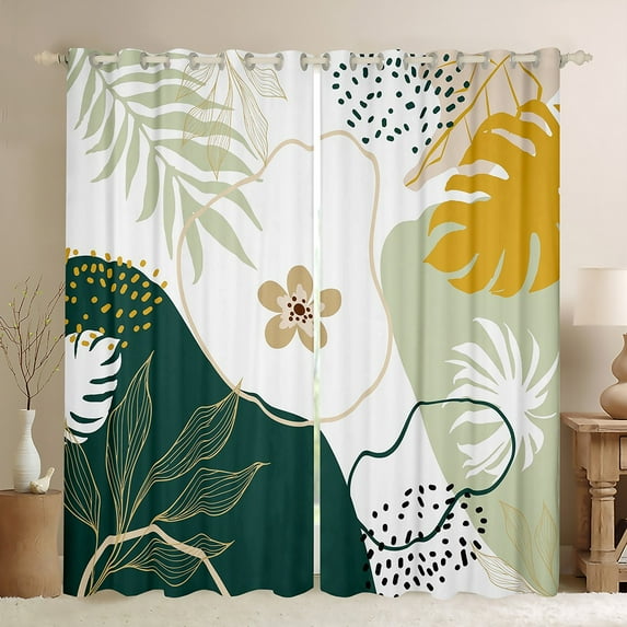 Homewish Chic Flowers Blackout Curtains Set of 2 (52x84 Each) For Teens Boys Girls,Botanical Plants Window Curtains,Vintage Aesthetic Curtains and Drapes,Lightweight Room Decor