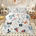 thumbnail image 1 of Homewish Chic Flowers Full Size Comforter Sets 3-Piece for Teens Boys Girls,Flying Butterflies Bedding Comforter Set,Kawaii Floral Strawberry Lightweight Bedding Sets,Lightweight Room Decor, 1 of 8